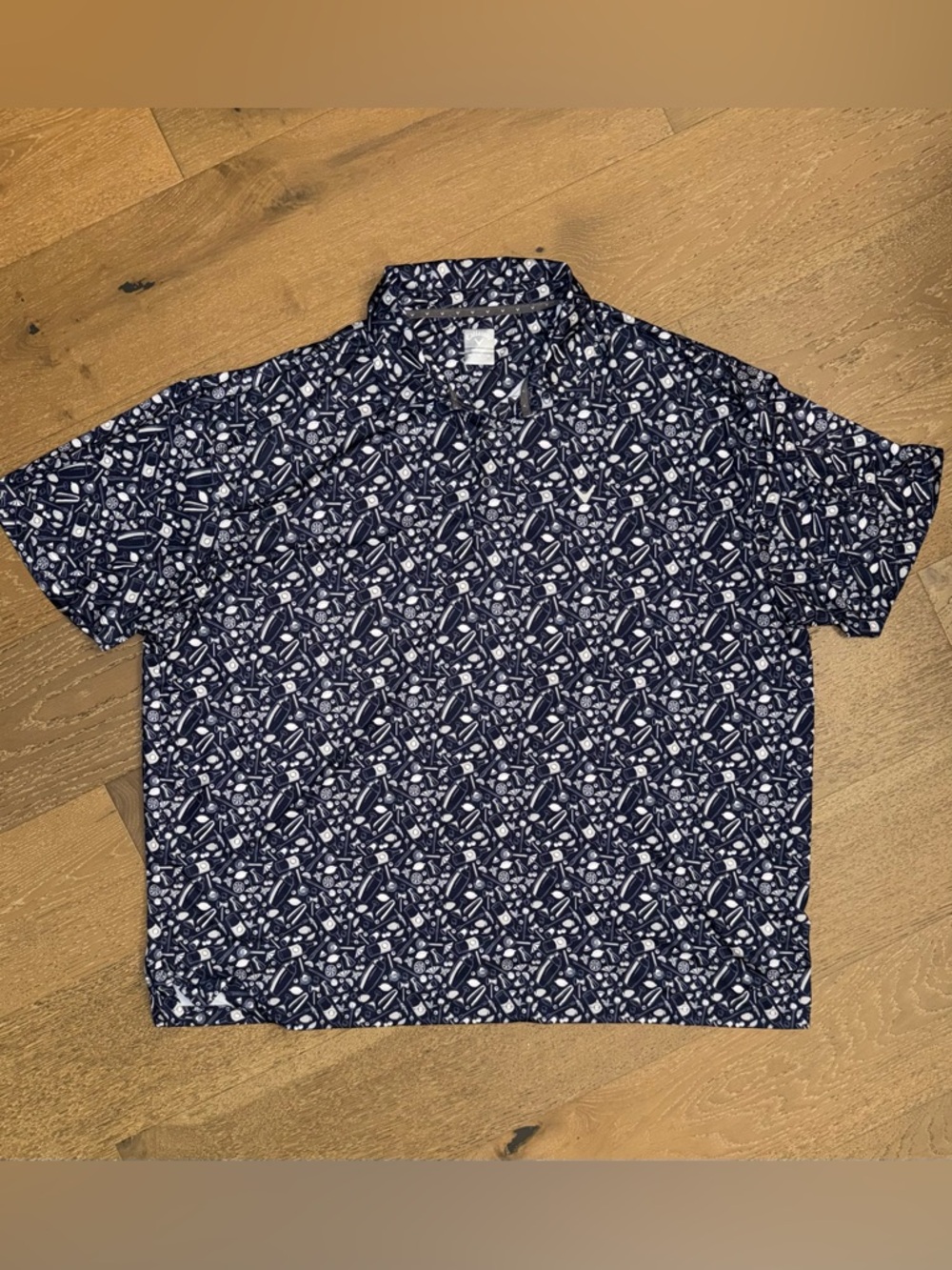 Callaway Navy Short Sleeve Polo with‎ White Golf Print